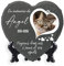 AIGAT Plaque commémorative carrée personnalisée 25 x 25 cm avec nom, Date, Photo et Support pour Animal Domestique, Chat, Chien, Ardoise, Pierre tombale - Photo Coeur