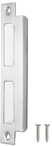 sourcing map Plaque de Frappe de Porte, 145mm x 40mm en Acier Inoxydable 201, Plaque de Frappe de Verrou de Porte pour Encadrement de Porte, Argent