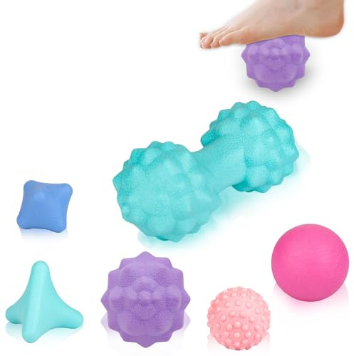 LITLUCIS Bolas de masaje muscular, bolas de lacrosse, bolas de masaje de lacrosse, juego de 6 piezas para liberación miofascial, terapia de puntos gatillo, nudos musculares y terapia de yoga