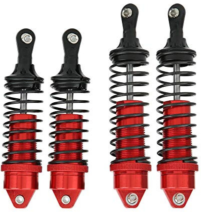 4pcs RC Car Shock Struts Damper, Aluminum Alloy Front Rear RC Shocks Absorber Shock Kits for 1/10 SLASH RC Car Suspension Systems & Parts (Red)