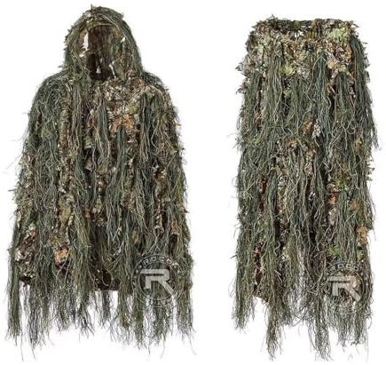 Geely kläder 3D-löv kamouflagekläder Ghillie kostym för jägare jakt krypskytt kamouflagekläder (Färg: Kamouflage, storlek: XL)