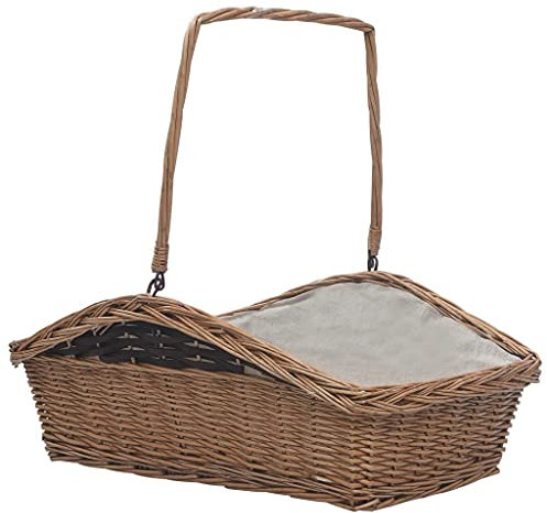 Cesta Legna da Ardere con Manico 61,5x46,5x58cm Marrone Salice Casa e Giardino, Accessori caminetti e stufe a Legna (1,55KG)