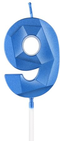 Royal Blue 9th Birthday Candles, 3D Number 9 Candle for Cake, Boy Girl 9th Birthday Decorations,Sapphire Candle Topper Blue Cake Decorations for Birthday Party Wedding Anniversary Supplies