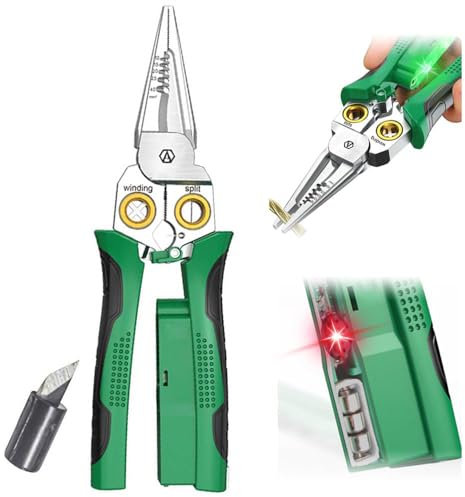 Alicates pelacables multifunción 8 en 1 Super Easy para cortar y tirar de cables, pelacables con función de medición de corriente, tijeras para raspar y prensar cables