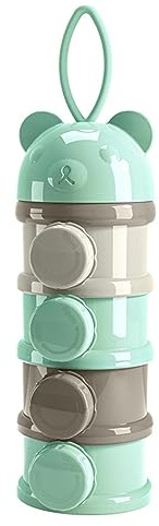 Baby Formula Dispenser, 4 Lager Stapelbar Formula Dispenser Tätningstrådar Mjölkpulverautomat med Stor Kapacitet Bärbar Mjölkpulverförvaringslåda för Utomhusresor (Grön)