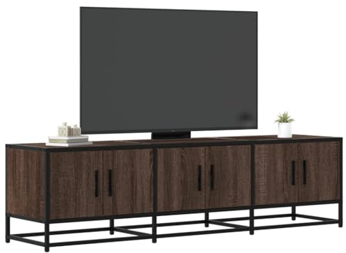 Homgoday Möbler TV Ek Brun 150 x 35 x 41 cm i Spånskiva och Metall, Möbelskåp TV-låda Lågskåp för TV-bord Industriellt Vardagsrum TV-ställ