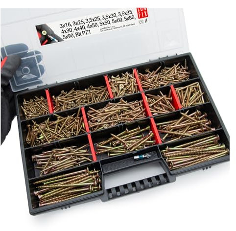 Surtido de tornillos para madera 770 con maletín y caja surtida de bits