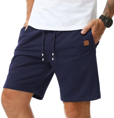 Suwangi Short Sport pour Homme Short D'été Running Coton Bermudas Décontracté avec Zipper Poches