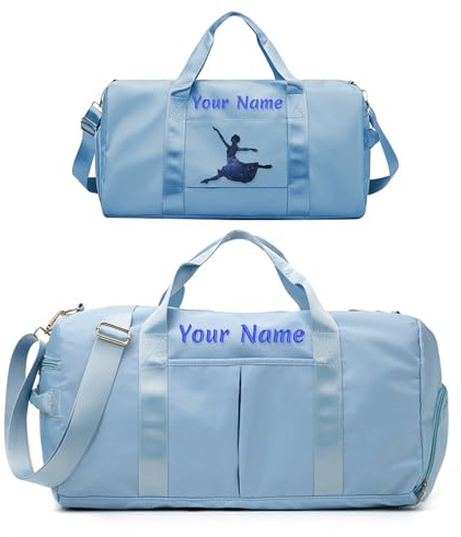 LINMQIU Borsone personalizzato,borsa sportiva da palestra ricamata personalizzata,borsa da viaggio personalizzazione bifacciale e tasche separate per Tasche multifunzionali-Blu