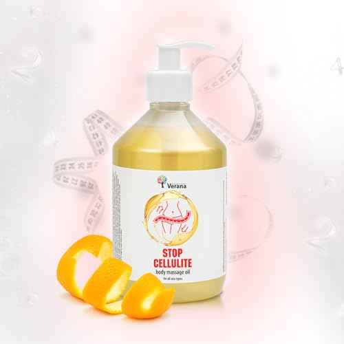 Verana Massageöl Stop Cellulite, Naturkosmetik Körper-Öl, Alle Haut, Anticellulite, Wirksam bei Programmen zur Körperformung, macht die Haut Glatt, Fest und Straff, Aromatherapie (500ml)