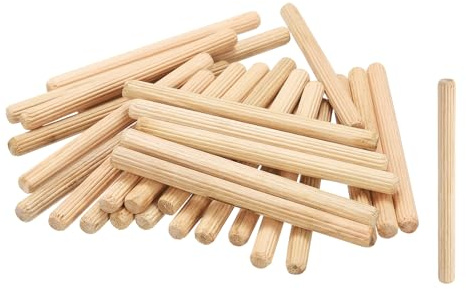 sourcing map Lot de 100 chevilles droites cannelées en bois 8 mm x 100 mm pour travaux manuels, meubles, bricolage