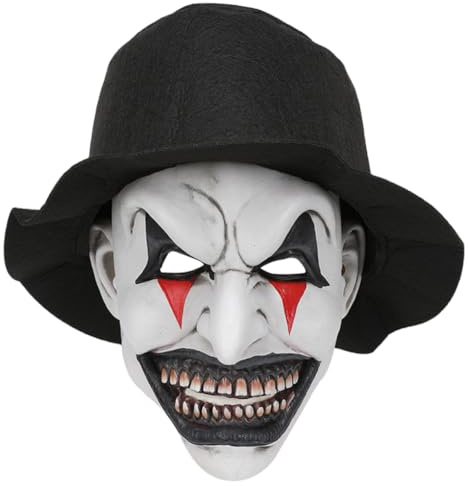 GVMJHYK Mascara Payaso Halloween, Terror Máscara De Látex de Payaso Aterrador Con Sombrero para Halloween, Accesorios de Disfraz para Adultos para Fiesta de Disfraces de Carnaval Hallo-ween