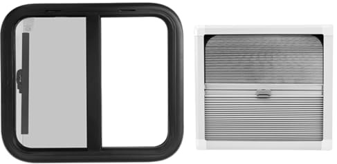 WIGING Caravan Side Window, Sliding Window with Black Out Pleated Blinds for Campers Trailers Construction Vehicles, Window Opening Direction: Left Opening((WxH) 100x50cm)