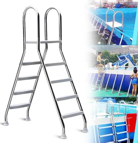 Scala per piscina fuori terra con corrimano, design a 4 gradini per un facile ingresso e sicurezza in piscine da cortile e rimorchi da viaggio