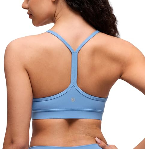 CRZ YOGA Butterluxe Soutien-Gorge de Sport Y Dos | Maintien Léger, Coussinets Amovibles, Yoga, Extrêmement Doux, Col Dégagé, Bretelles Spaghetti, pour Femmes