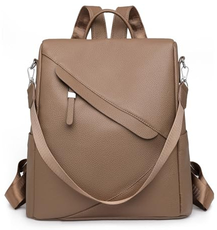 LY&SQ Women Backpack Purse Leather Anti-Theft Rucksack Shoulder Bag Fashion Ladies Satchel Bags for Leisure Travel Work(Brun)
