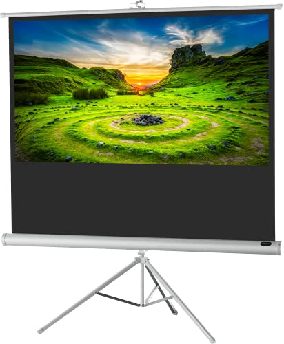 celexon Economy White Tripod screen white 110 | 244x138cm 16:9 | Mobile, 4K, full HD projector screen with manual roller extension for home cinema, office & outdoor use | incl stand + carrying handle