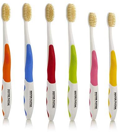 MOUTHWATCHERS Soft Flossing Toothbrushes, Value Family Pack, 4 Adult & 2 Kids, Ultra Clean Manual Toothbrush Set for Sensitive Teeth & Gums, by Dr. Plotka, Assorted Colors
