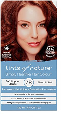 Tints of Nature 7R Soft Copper Blonde Permanent Hair Dye, Nourishes Hair and Covers Greys, Ammonia-Free, 130ml