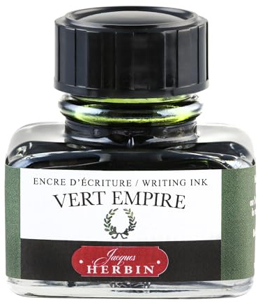 Jacques Herbin 13039T - One 30 ml Bottle of Ink for Fountain pens and rollerballs, vert Empire/Empire Green Colour - Made in France - Calligraphy Writing