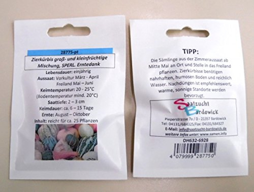 Zierkürbis groß- und kleinfrüchtige Mischung Erntedank Kürbismischung für ca. 25 Pfl. herbstliche Dekoration Kürbissamen