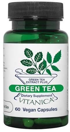 Vitanica Green Tea - 330 mg of Green Tea Polyphenols - Antioxidant Supplement for Immune Health Support - Vegan Supplement for Breast Health - Pro Logo - 60 Vegan Caps
