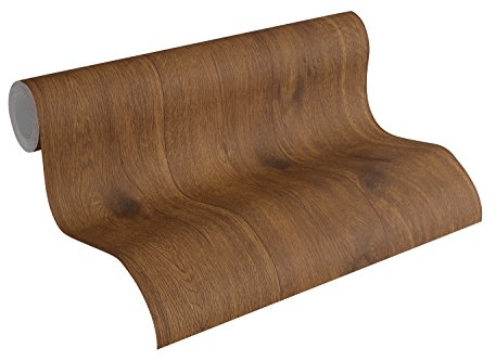 A.S. Création Papier Peint Bois Elements Papier peint intissé - 10,05m x 0,53m - Brun Fabriqué en Allemagne 300431 30043-1