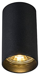 Qazqa tuba - Spot plafond, plafonnier - 1 lumière - Ø 55 mm - Noir - Design, Moderne - éclairage intérieur - Salon I Chambre I Cuisine I Salle à manger