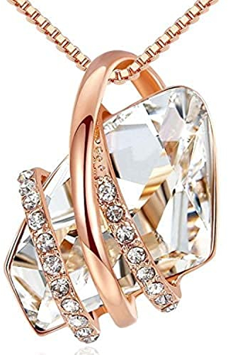 Leafael Wunschstein Halskette Damen, Halsketten für Frauen mit Geburtsstein Kristalle, Schmuck für Frauen mit Geschenk-Box, Allergie-frei Geburtsstein kette damen, Anhänger Silber-Ton oder Rose Gold