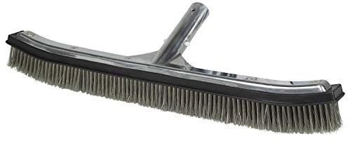 Poolmaster 18-Inch Stainless Steel Pool Algae Brush, Heavy-Duty Aluminum Back, for Gunite Concrete Pools and Spas, Wide Head for Fast Wall and Floor Cleaning