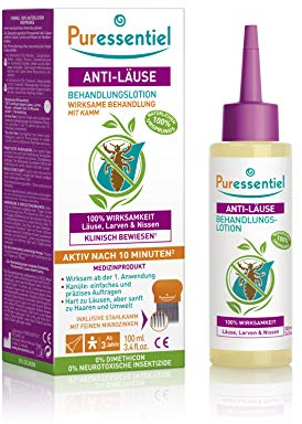 Puressentiel - Anti Pidocchi - Lozione Trattante – Trattamento radicale con Pettine - Dispositivo Medico - Efficacia 100% contro Pidocchi, Larve e Lendini - Formula di origine 100% Naturale - 100 ml