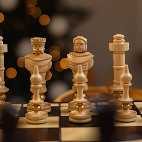 Master of Chess Absolut erstaunlich ROYAL LUX Exklusives Schachspiel aus Holz, 65 x 65 cm - Handgeschliffen mit Messingringen