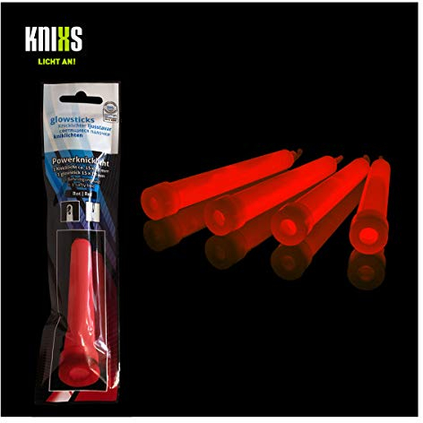 KNIXS - 10x Power Knicklichter, seit 15 Jahren in Profiqualität, Glowsticks einzeln verpackt - 150 x 15 mm - Leuchtstab - Pures Rot Leuchtend - für Party, Festival, Hochzeit, Outdoor oder Notlicht