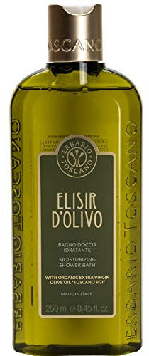 Erbario Toscano, Bagno Doccia Idratante, Elisir d'Olivo, 250ml - Con Olio Extra Vergine di Oliva Bio “Toscano IGP”, Formula Restitutiva.