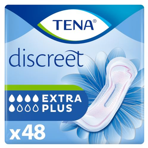 TENA Discreet Incontinence Pads, Extra Plus (48 Count) | For Women Experiencing Medium to Heavy Bladder Weakness, Triple Protection Against Leaks, Odour & Moisture
