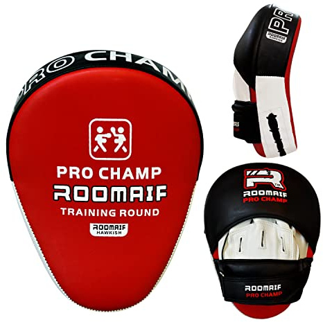 ROOMAIF Focus Pad Schlagpolster Handpratzen Pratze Kampfsport Kick Boxen Pratzen Coach Pads DE (Rot-Weiss)