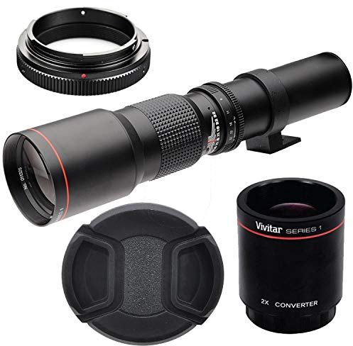 Big Mike’s High-Power 500mm/1000mm f/8 Manual Telephoto Lens for Nikon DSLR, Black