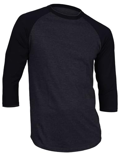 DREAM USA Men's Casual 3/4 Sleeve Baseball Tshirt Raglan Jersey Shirt C Gray/Black XL