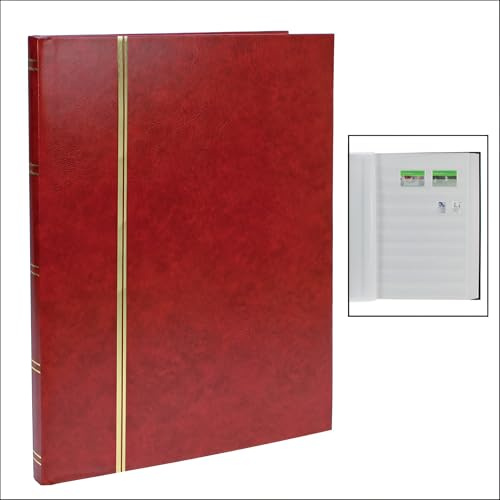 SAFE Briefmarkenalbum / Einsteckbuch Nr. 110 PREMIUM Einsteckbücher 16 WEISSE Seiten mit goldfarbener Premiumprägung Einband in WEINROT / ROT