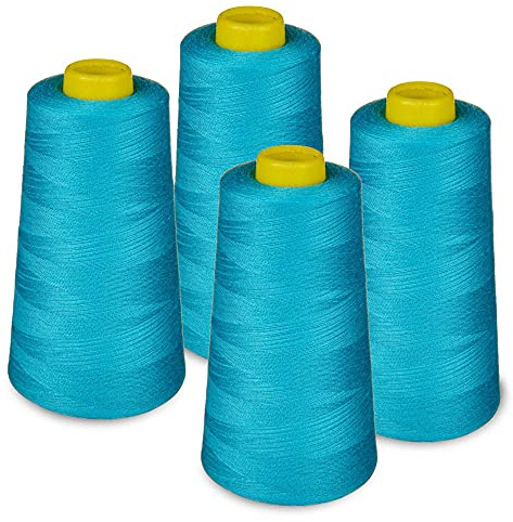 Lialina® Filo da Cucire Overlock 4 Bobine a Cono da 2700m 40S/2 100% Poliestere Colore Turchese Cod. 260
