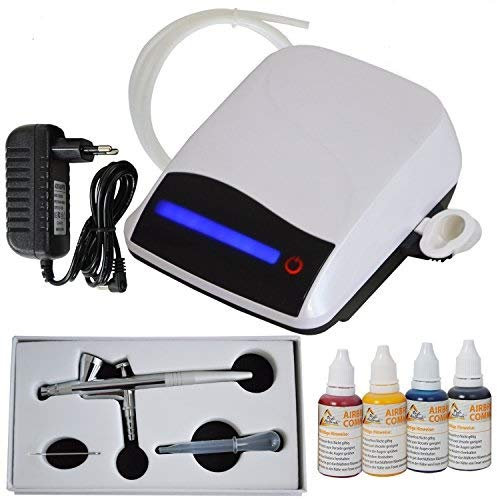 Professional AirBrush Set Carry V-TC blanc perle avec 4 couleurs - compresseur aérographe pour couleurs aérographe pistolet aérographe pistolet simple action 208 D