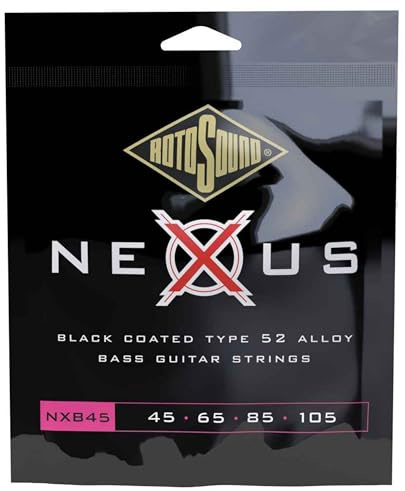 Rotosound NXB45 Black Coated Type 52 Medium Gauge Roundwound Bass Strings (45 65 85 105),White Black Red Blue