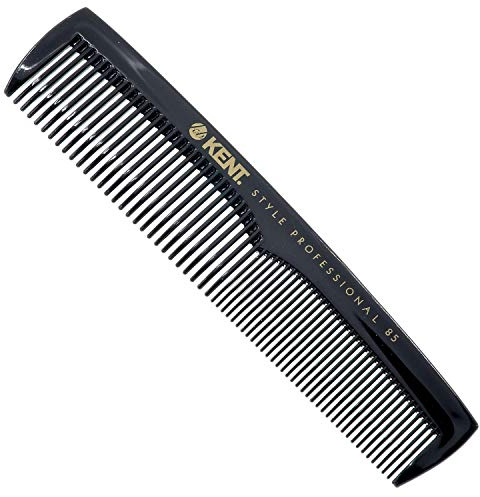 Kent 128mm Men’s Pocket Comb SPC85 - Dual-Tooth Hard Rubber Comb for Detangling, Styling & Everyday Grooming, Compact Heat-Resistant for Wet or Dry Hair