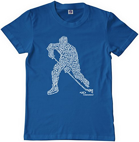 Threadrock Big Boys' Hockey Player Typography Design Youth T-Shirt L Royal Blue
