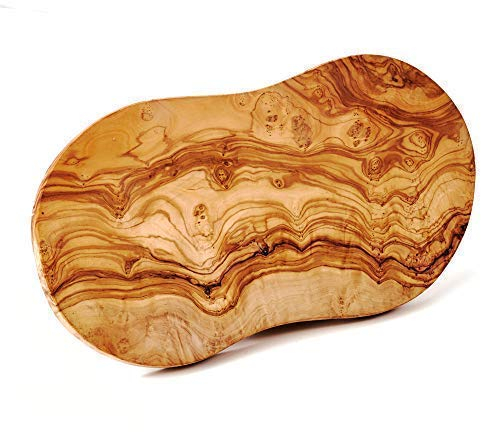 Planche à Découper Bois D'Olivier Coupe Naturelle avec Du Bord - 40cm