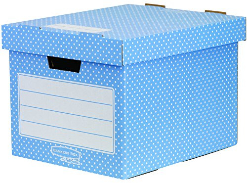 Bankers Box Style Series Aufbewahrungsbox aus 100% recyceltem Karton, 4-er Pack, blau/weiß