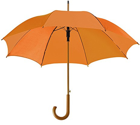 eBuyGB Automatic Opening Classic Wooden Crook Handle Large Umbrella Rainproof for Men and Women Umbrella Windproof Strong - Orange 41.5 Inch / 105cm Span 90cm Length