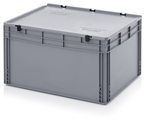 Auer Packaging Eurobehälter-Eurobox 80 x 60 x 43,5 cm mit Scharnierdeckel inkl. gratis Zollstock