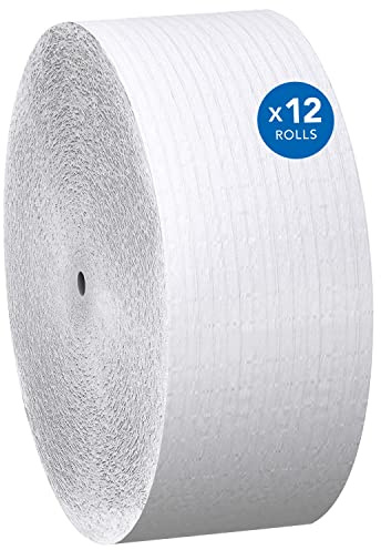 Scott Essential Jumbo Roll JR. Coreless Toilet Paper (07005), 1-PLY, White, 12 Rolls/Case, 2,300' / Roll