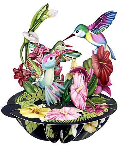 SANTORO Pirouette, Carte De Vœux Pop Up 3D - Colibris - Pour Elle, Lui, Maman, Anniversaire, Amoureux Des Oiseaux
